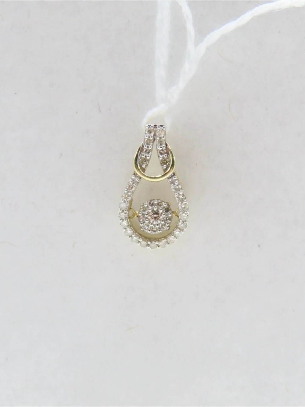10K Yellow Solid Gold Dancing Diamond Pendant